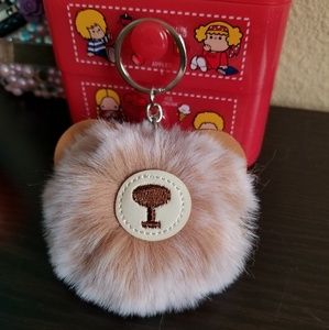 Bear pom pom keychain purse charm
